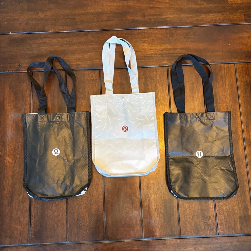 lululemon athletica Black and Gray Shopping Tote Trio Small Reusable